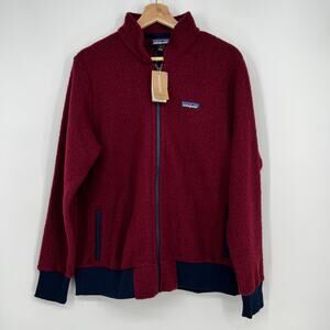 Patagonia Woolyester Fleece Jacket Women L Oxide Red Recycled Wool Worn Wear NEW